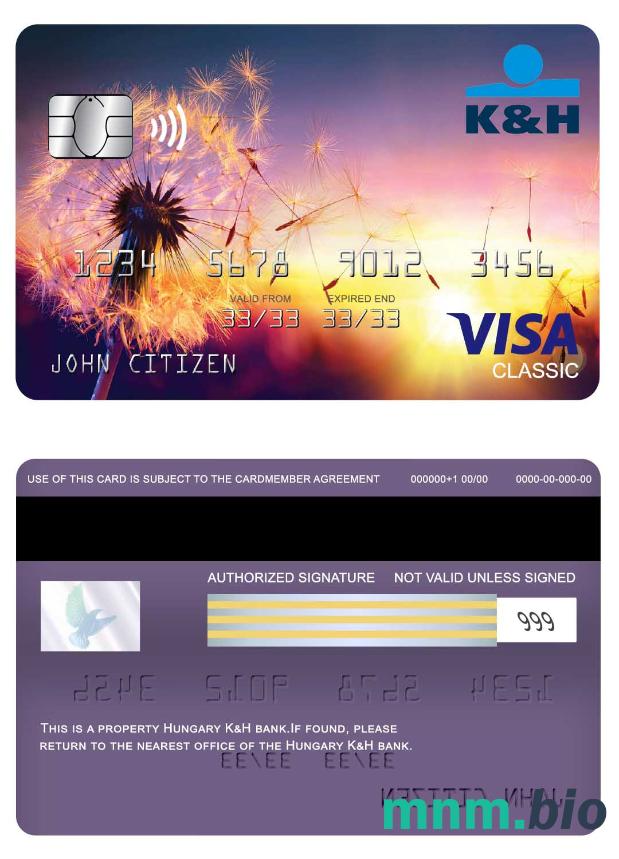Hungary K&H visa klasyczny karta przykład w formacie PSD